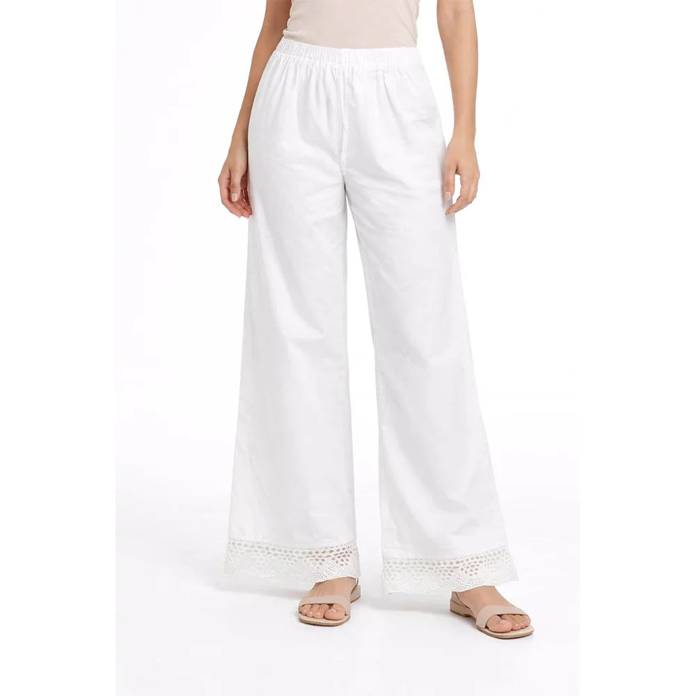 Lace Work Palazzo | White
