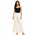 Women's Full Chikan Work Heavy Rayon Palazzo cream