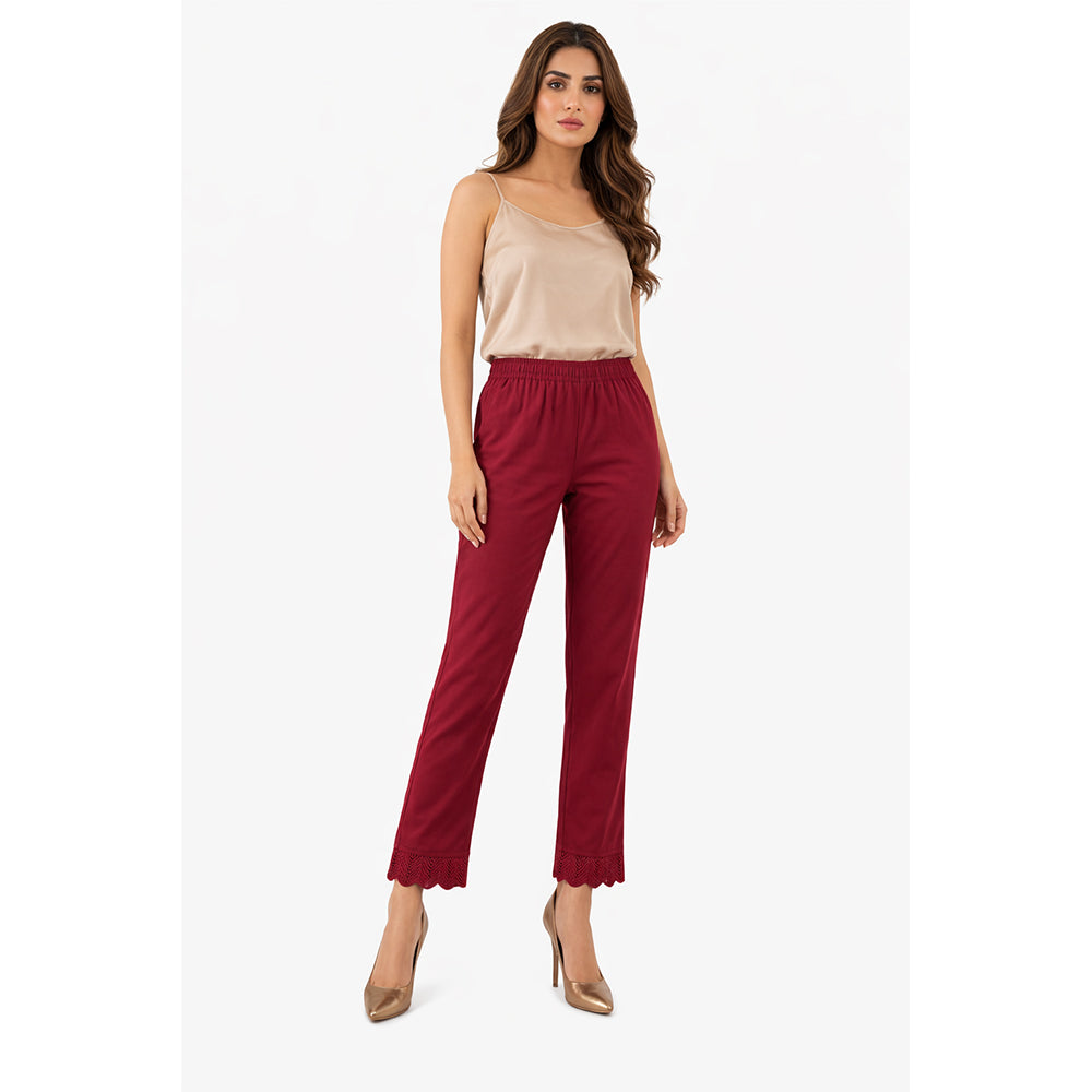 Women's Bottom Lace Pants maroon