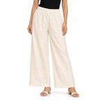 Women's Full Chikan Work Heavy Rayon Palazzo cream