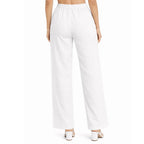 Front Button Stretchable Wide Leg Pants white
