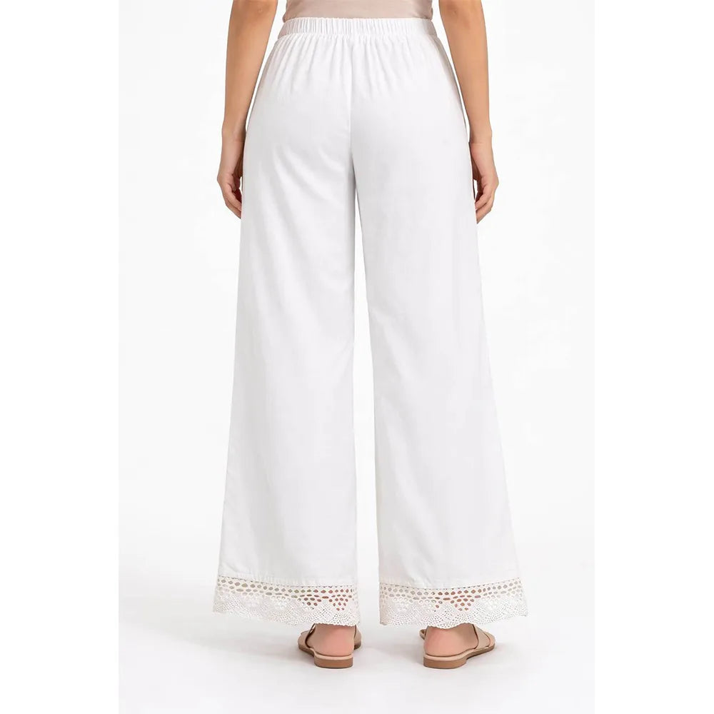 Lace Work Palazzo | White
