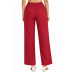 Front Button Stretchable Wide Leg Pants red