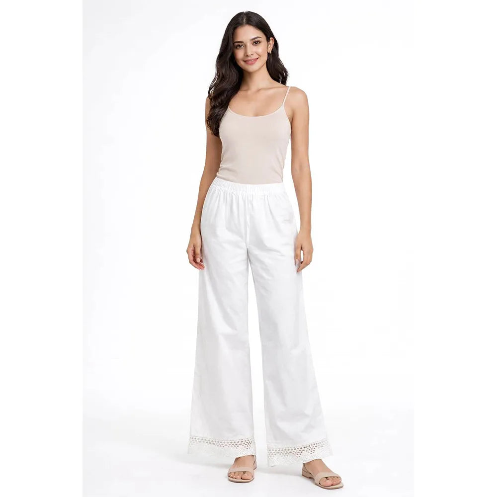 Lace Work Palazzo | White