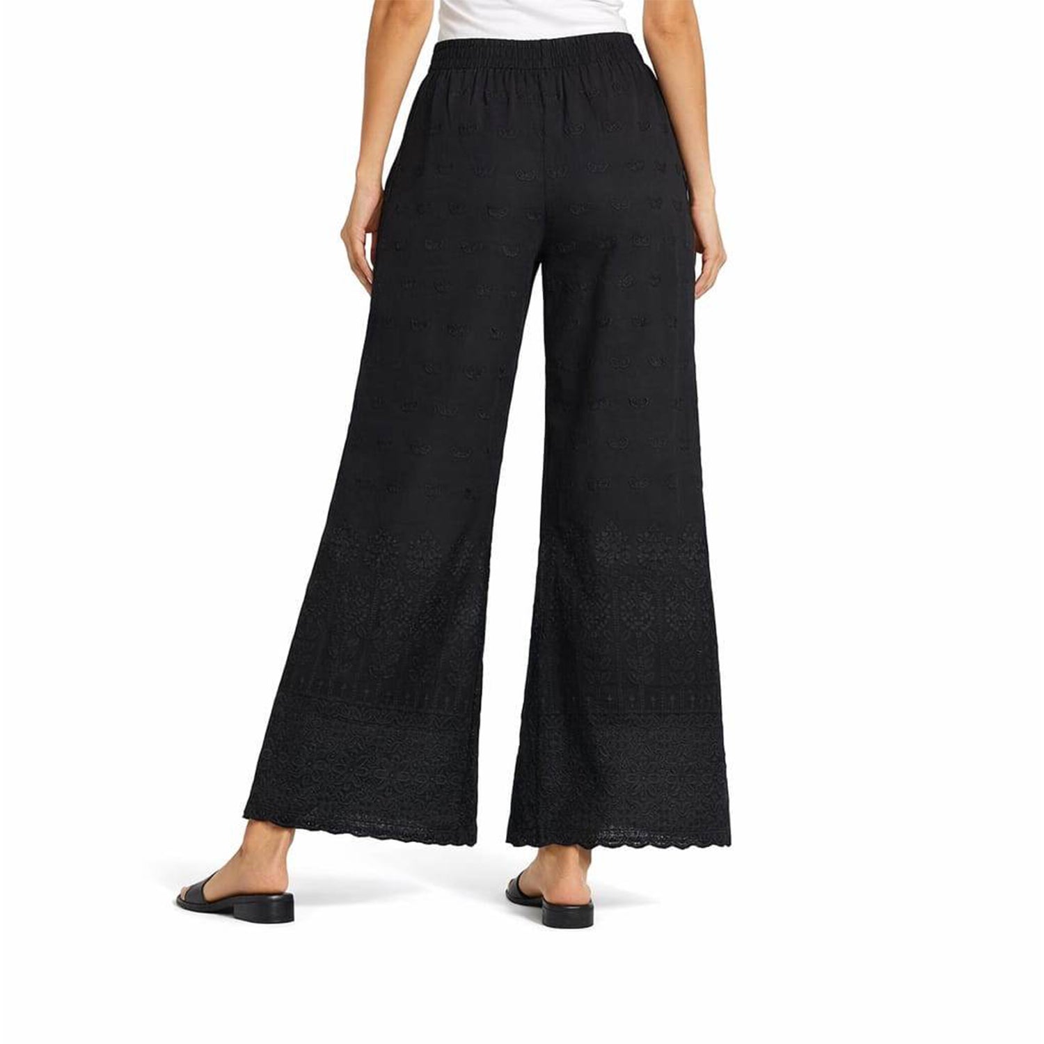 Women Chikan Kari Palazzo black