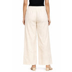 Women's Full Chikan Work Heavy Rayon Palazzo cream