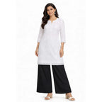 Women's Full Chikan Work Heavy Rayon Palazzo black