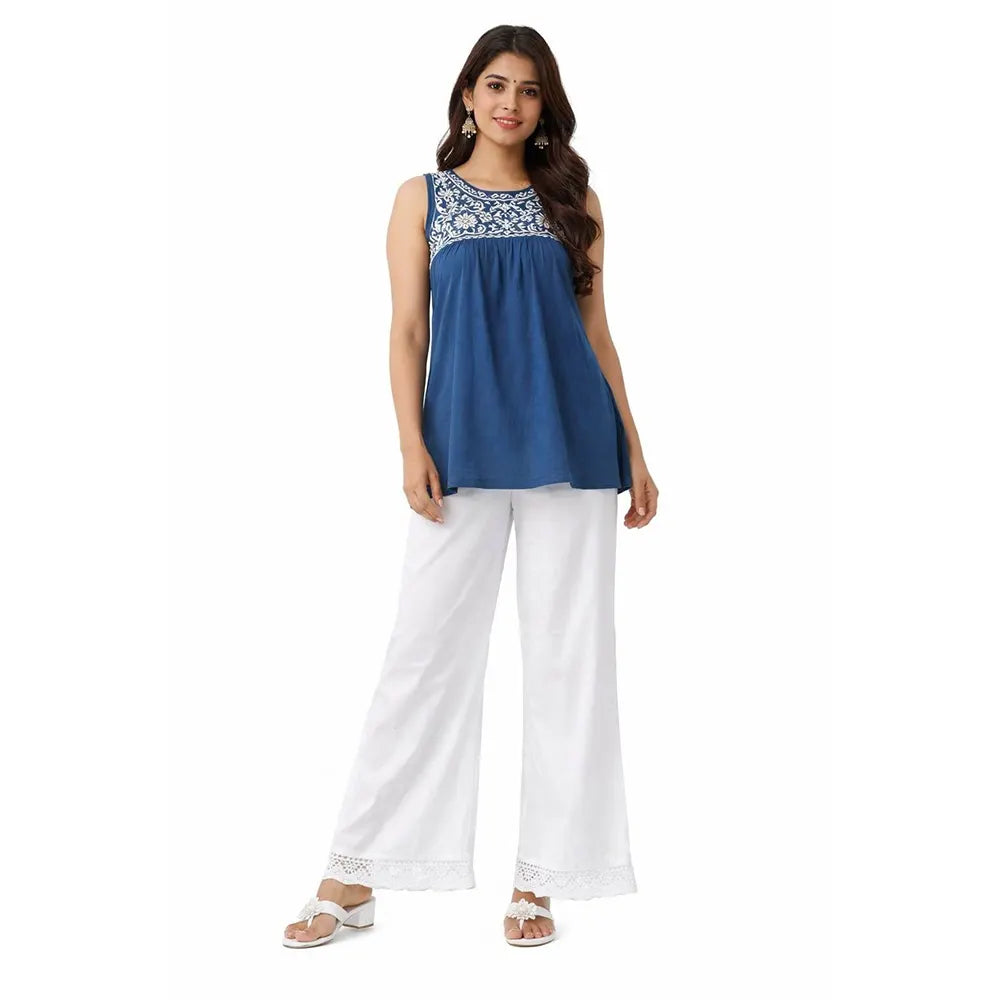 Lace Work Palazzo | White