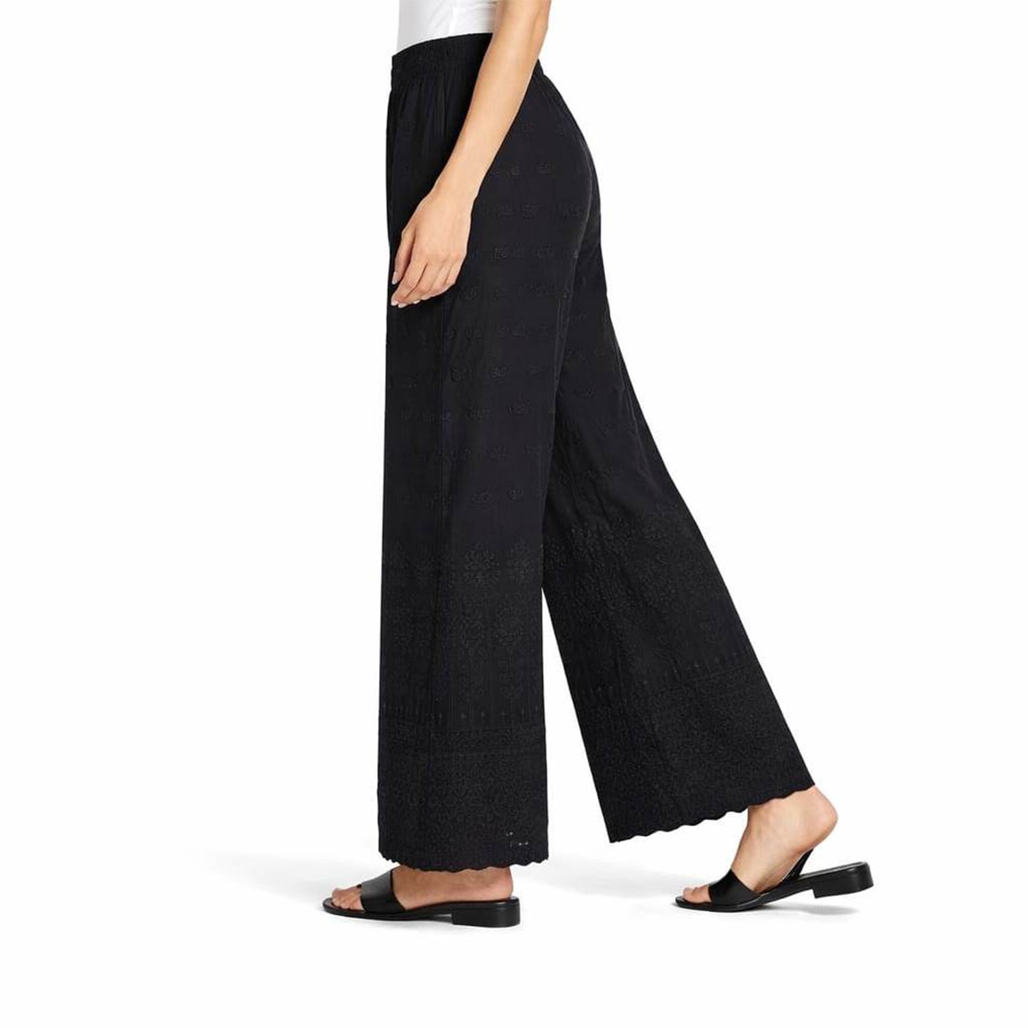 Women Chikan Kari Palazzo black