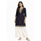 Women's Full Chikan Work Heavy Rayon Palazzo cream