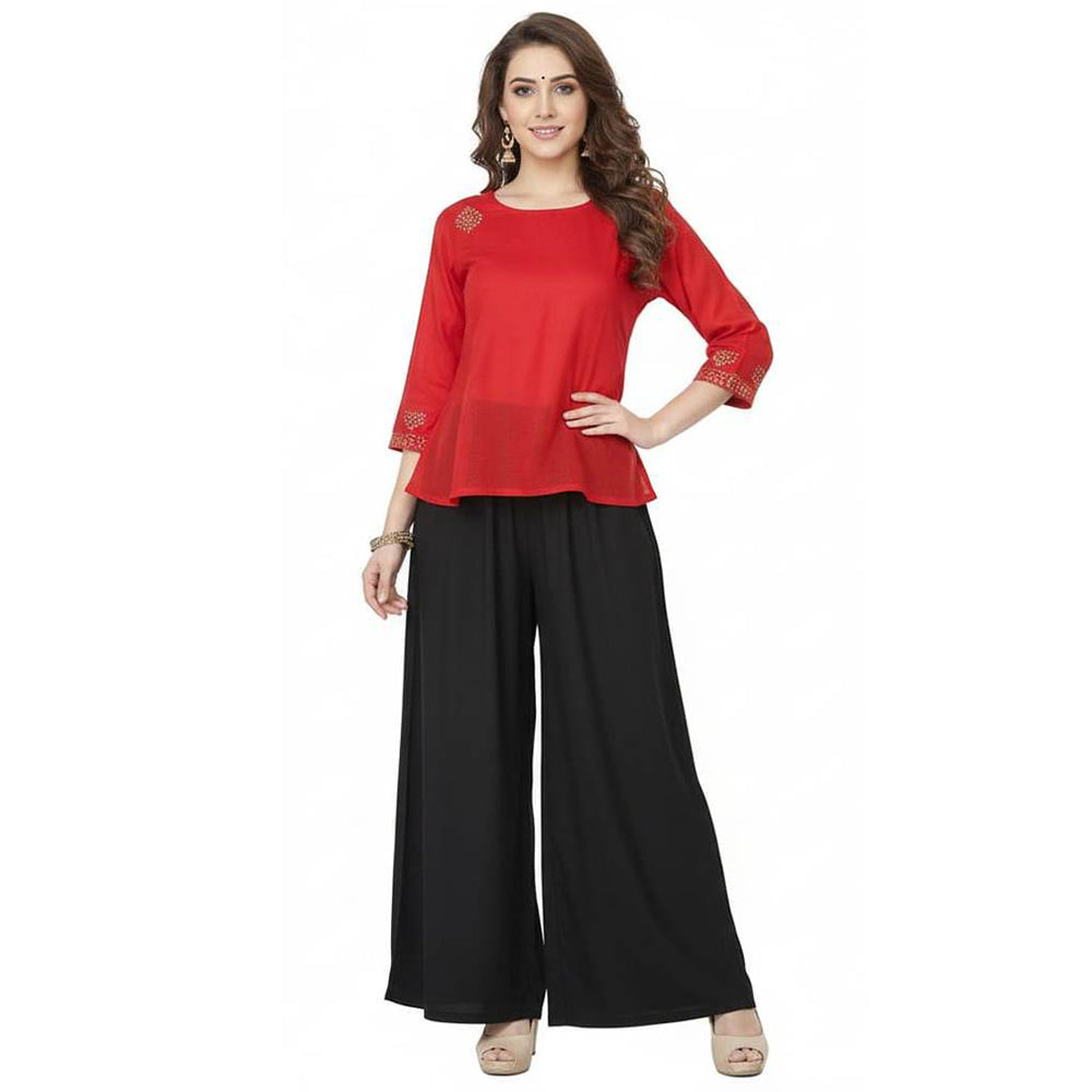 Women's Plain Rayon Palazzo black
