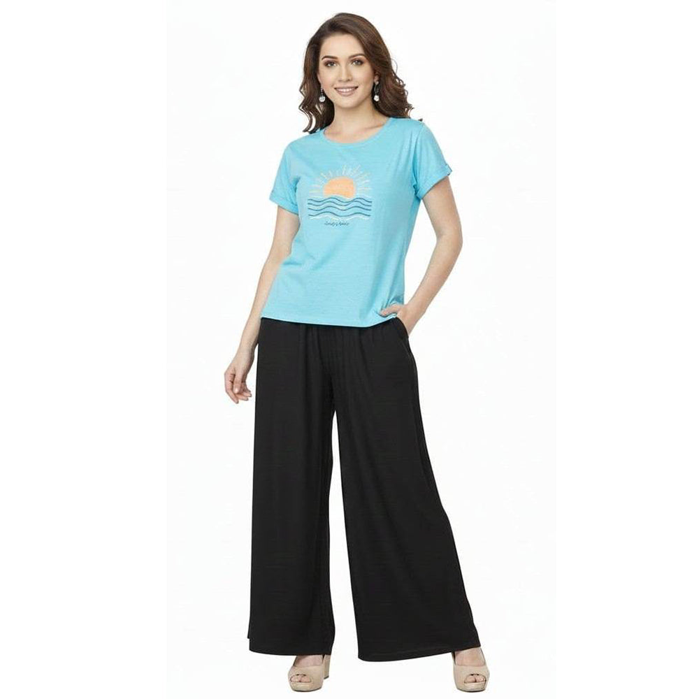 Women's Plain Rayon Palazzo black