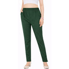 Straight Fit Pants for Women bottle-green