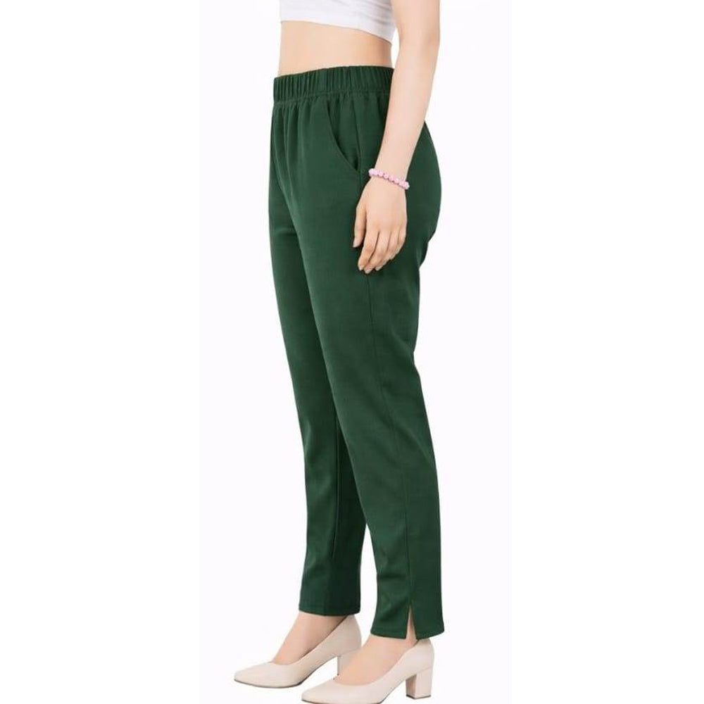 Straight Fit Pants for Women bottle-green