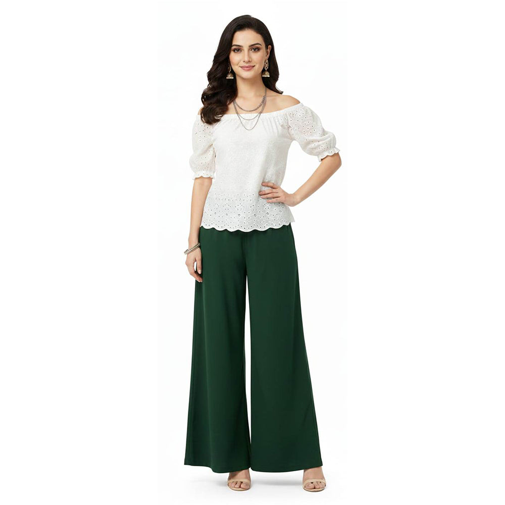 Women's Plain Rayon Palazzo bottle-green