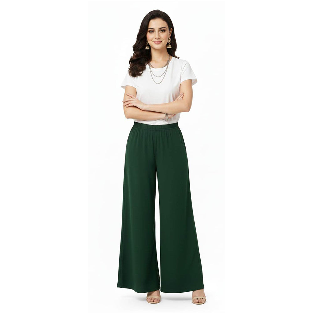 Women's Plain Rayon Palazzo bottle-green
