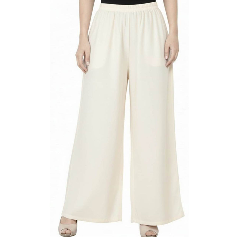 Women's Plain Rayon Palazzo cream