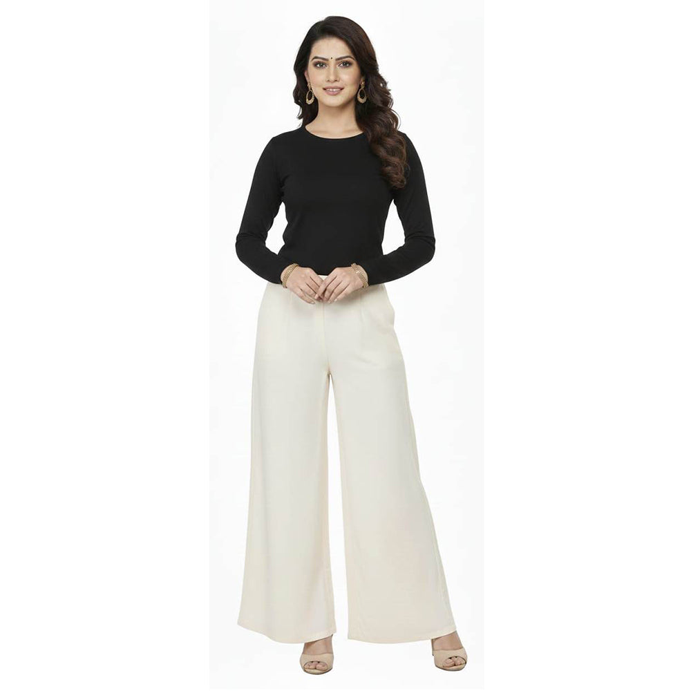 Women's Plain Rayon Palazzo cream