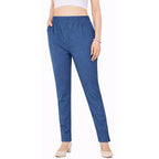 Straight Fit Pants for Women denim-blue