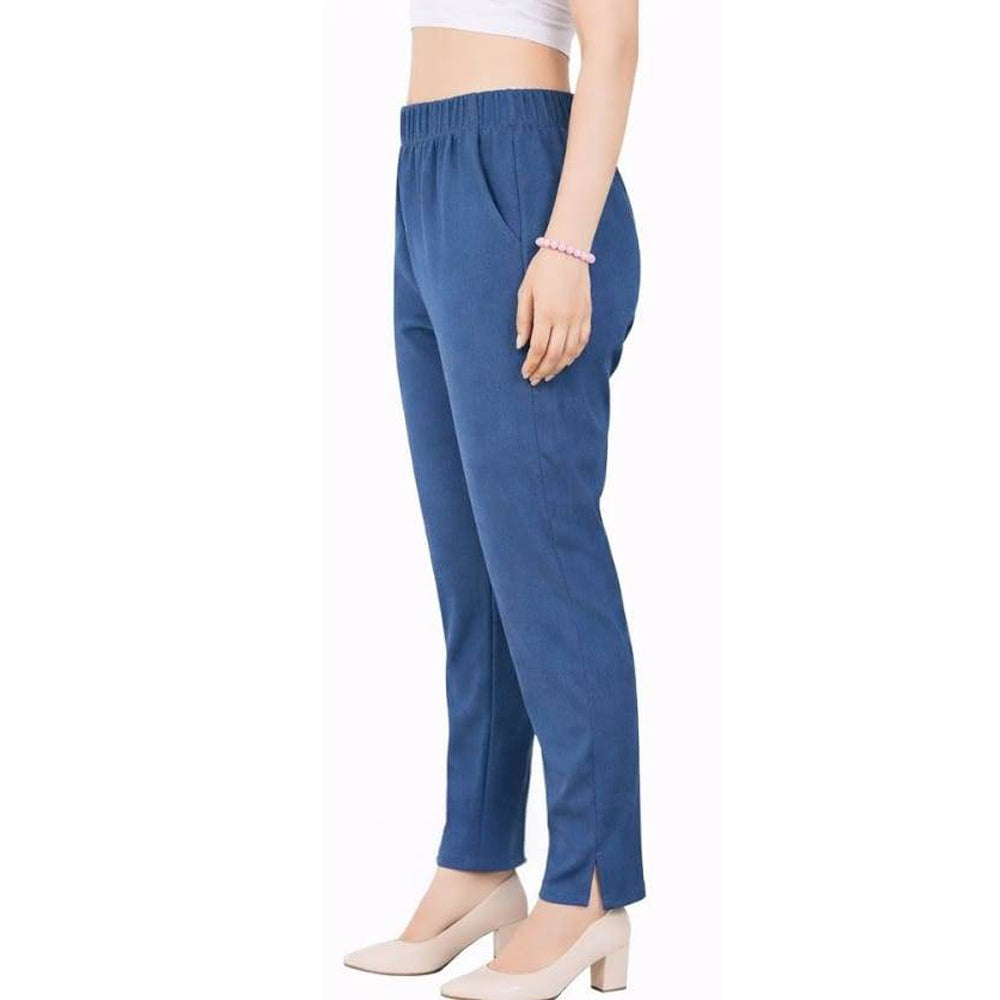 Straight Fit Pants for Women denim-blue