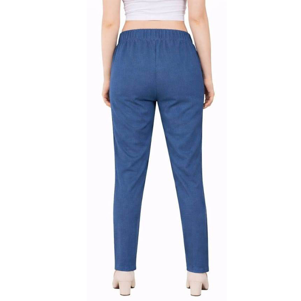 Straight Fit Pants for Women denim-blue