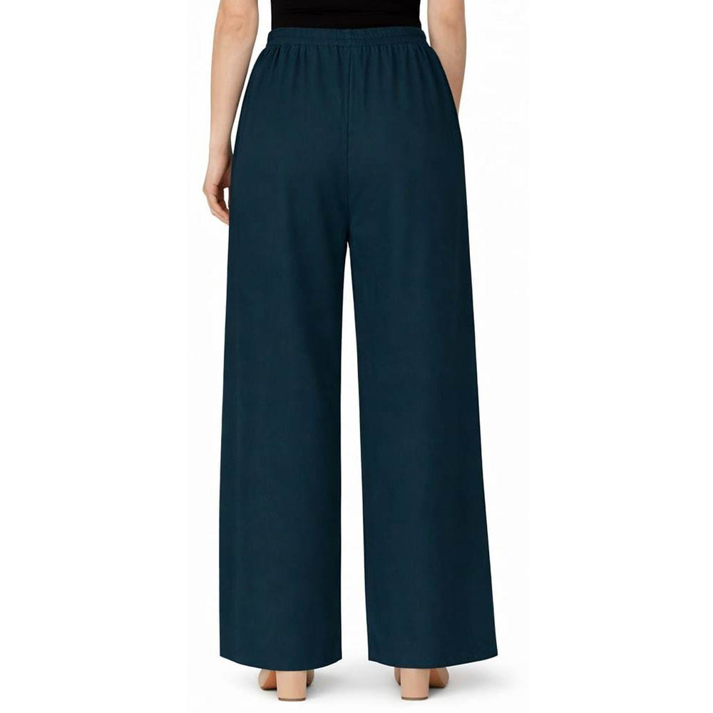 Women's Plain Rayon Palazzo denim-blue