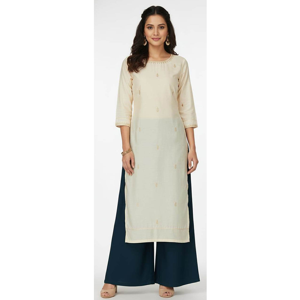 Women's Plain Rayon Palazzo denim-blue