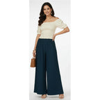 Women's Plain Rayon Palazzo denim-blue