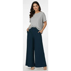 Women's Plain Rayon Palazzo denim-blue