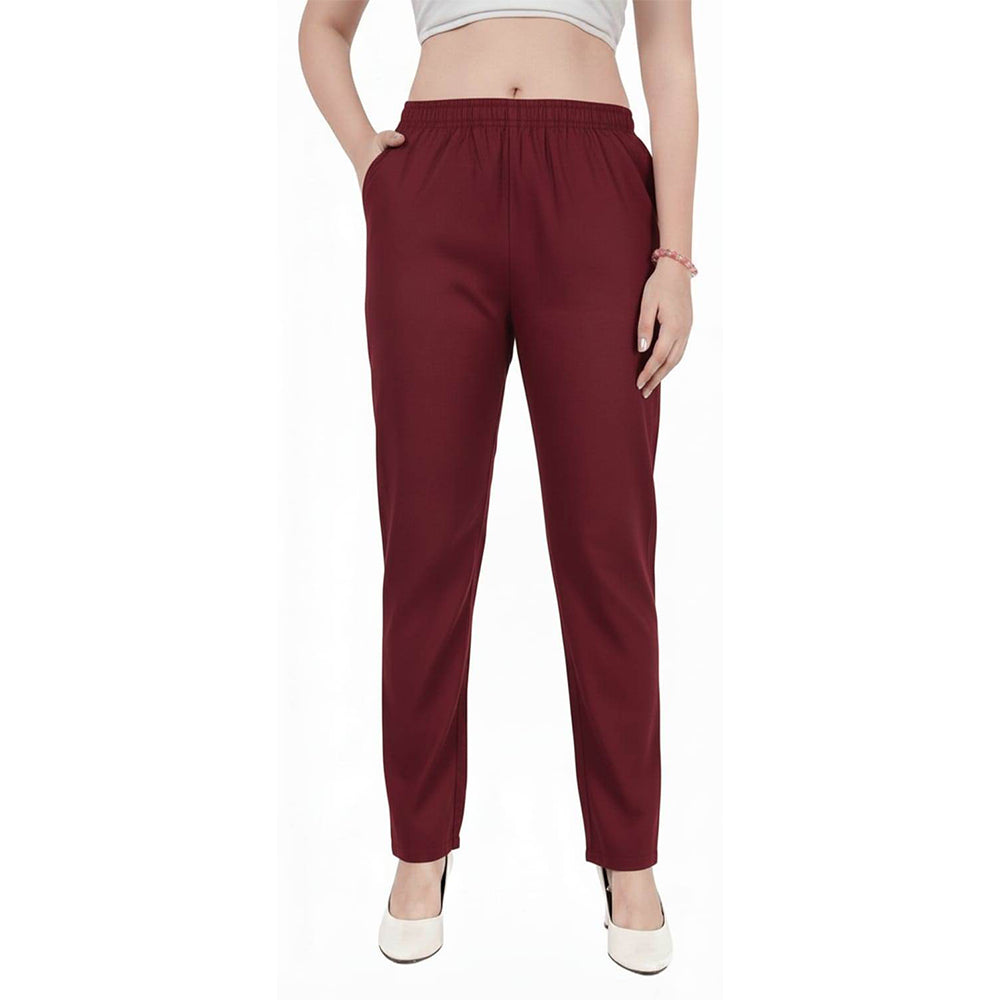 Straight Fit Pants for Women maroon