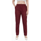 Straight Fit Pants for Women maroon