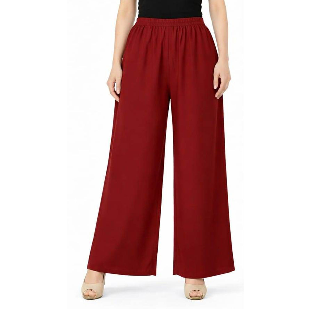 Women's Plain Rayon Palazzo maroon