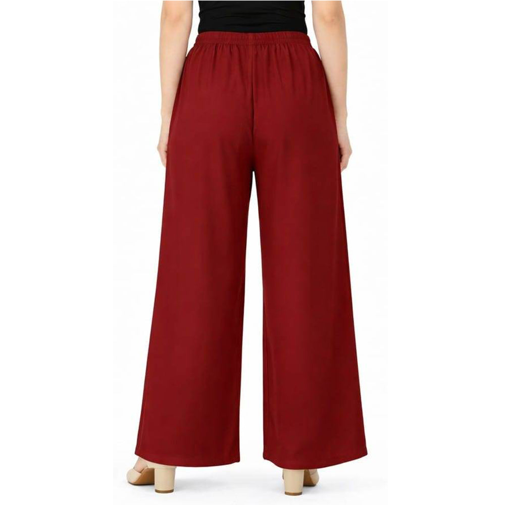 Women's Plain Rayon Palazzo maroon