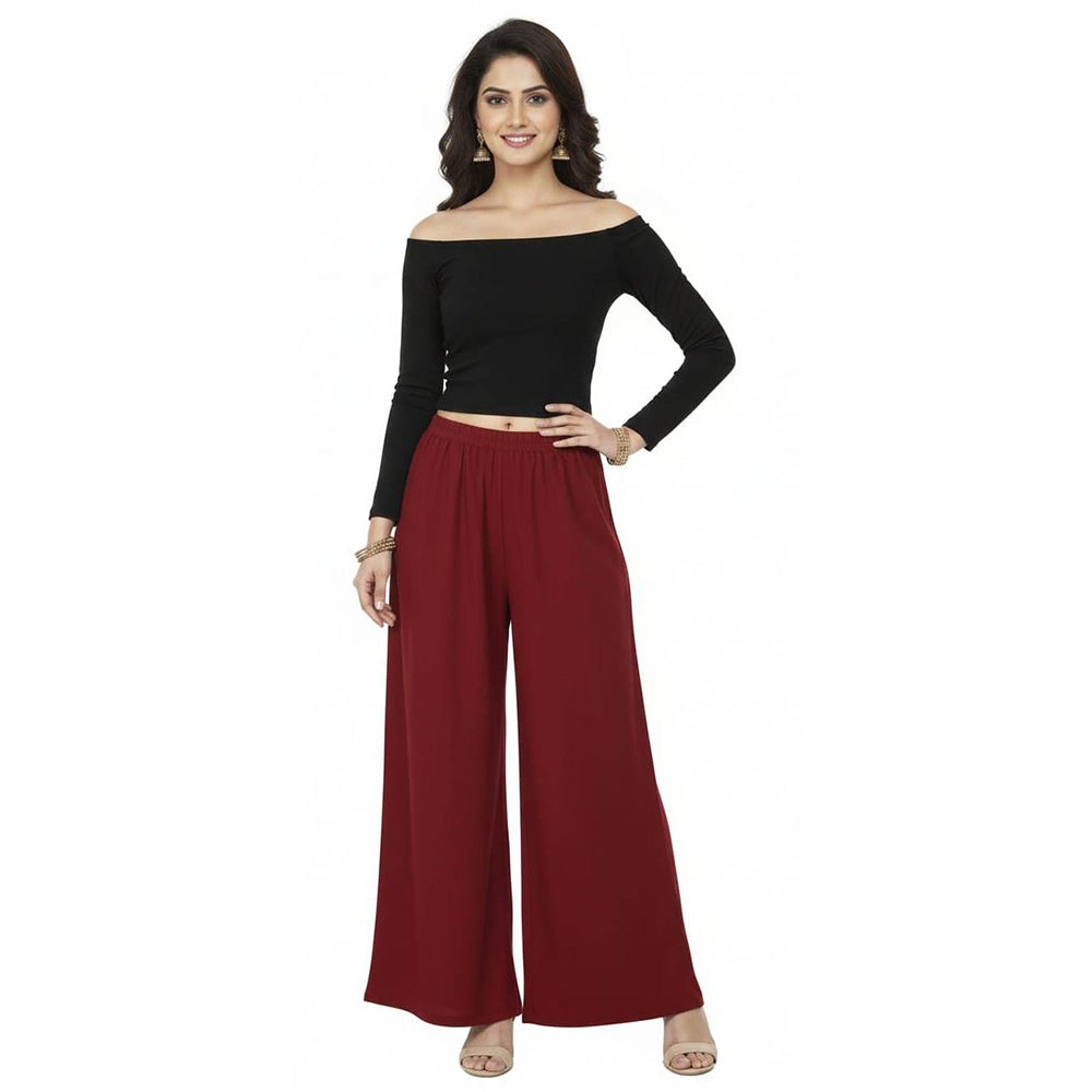 Women's Plain Rayon Palazzo maroon