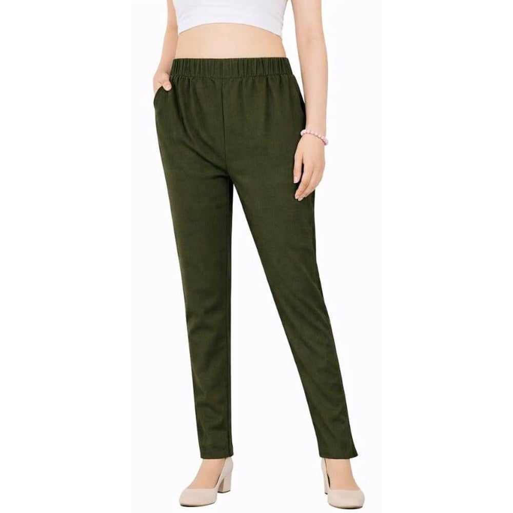 Straight Fit Pants for Women mehendi