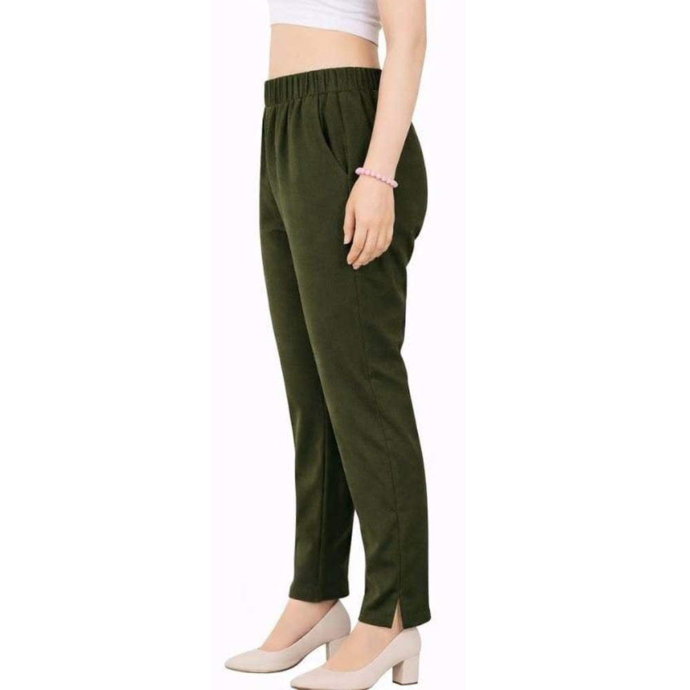 Straight Fit Pants for Women mehendi