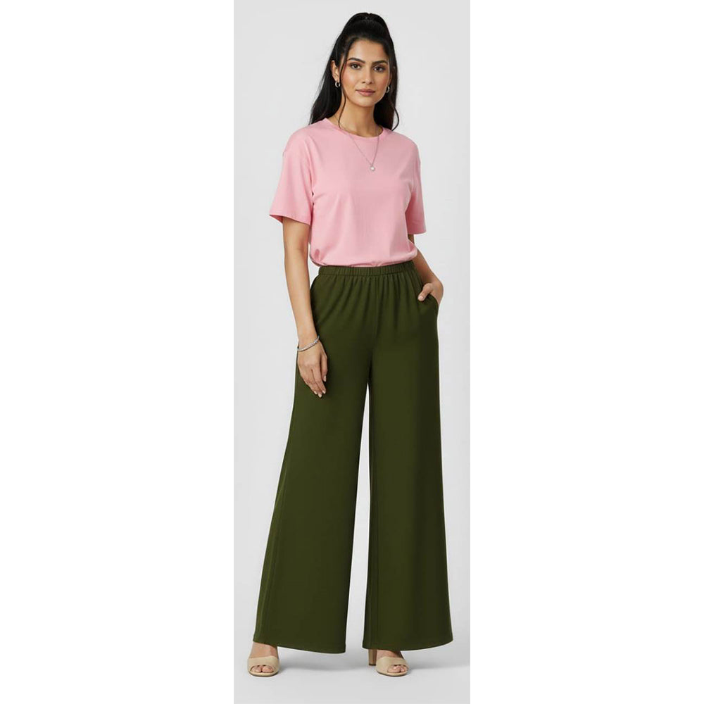 Women's Plain Rayon Palazzo mehendi