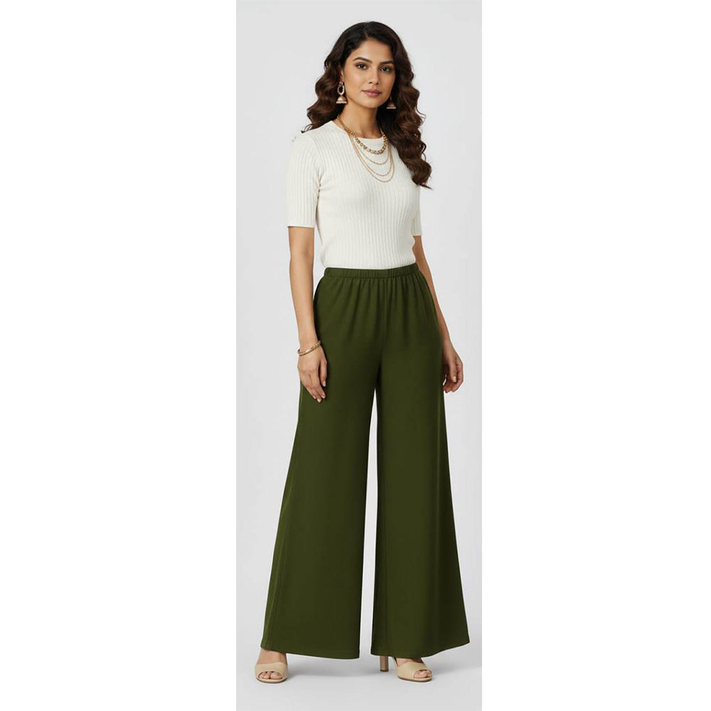 Women's Plain Rayon Palazzo mehendi