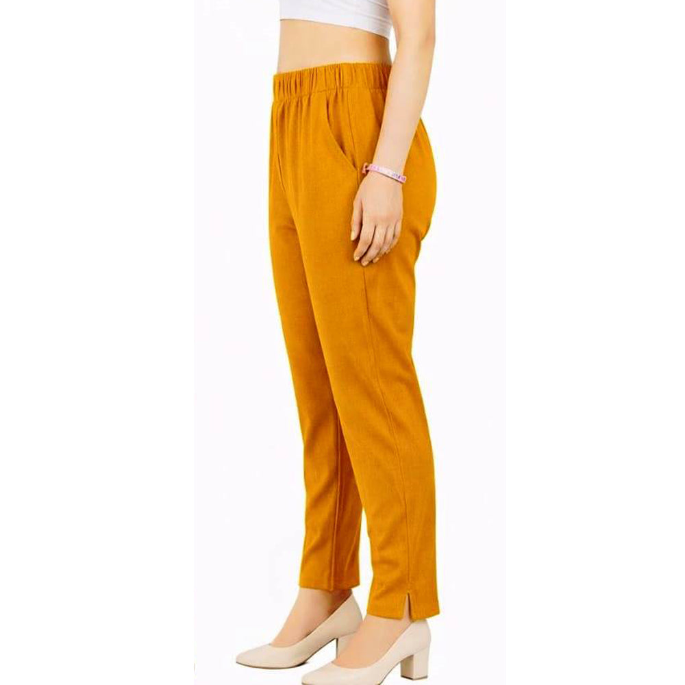 Straight Fit Pants for Women mustard