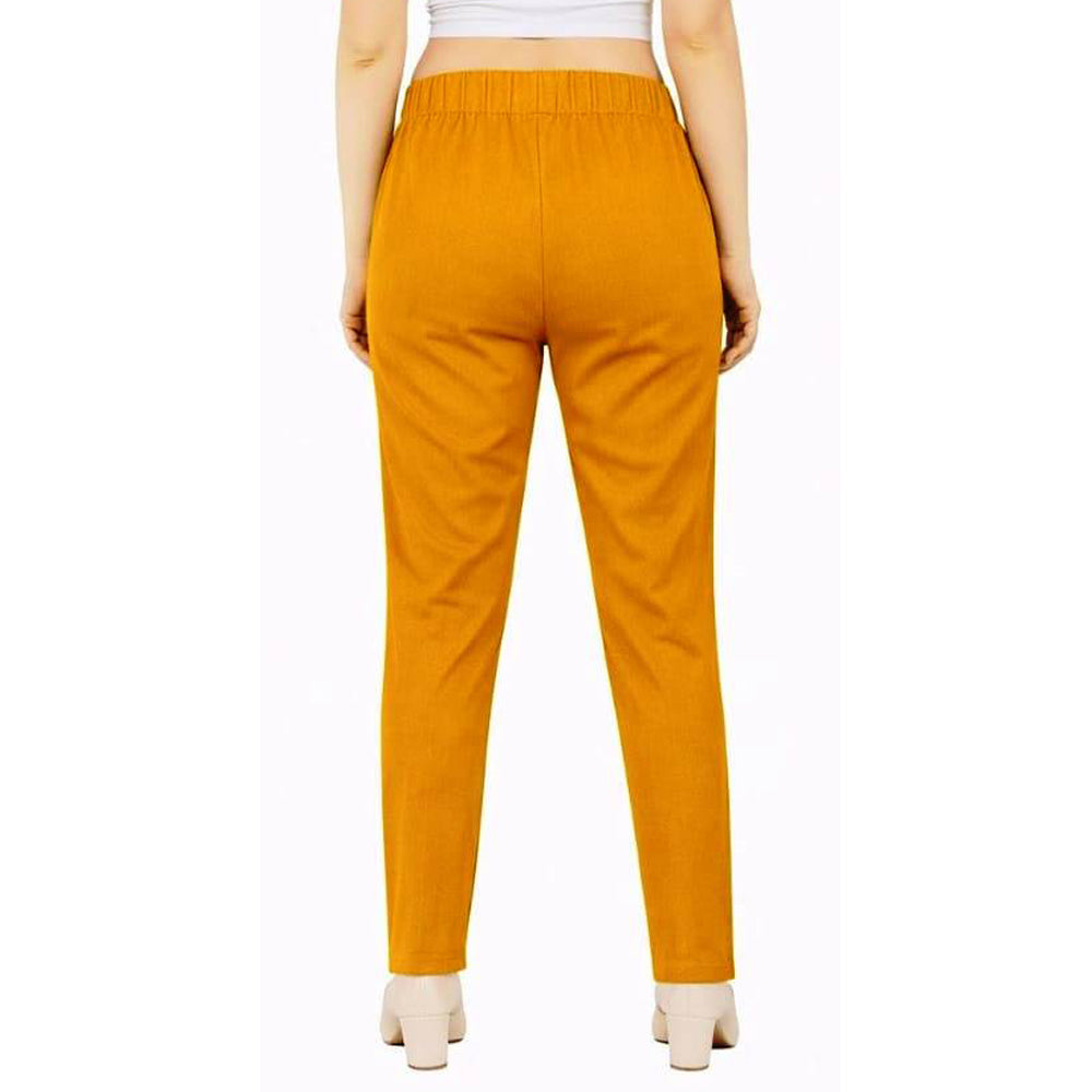 Straight Fit Pants for Women mustard