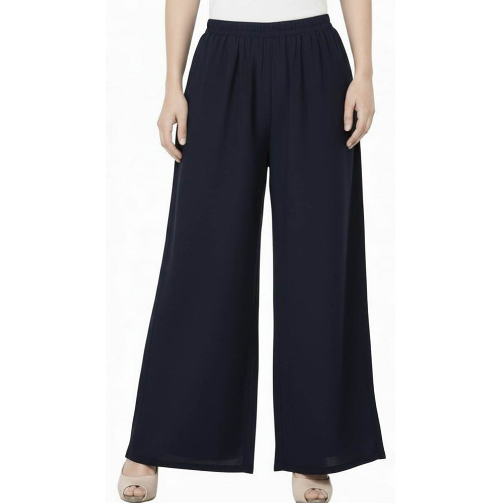 Women's Plain Rayon Palazzo navy-blue