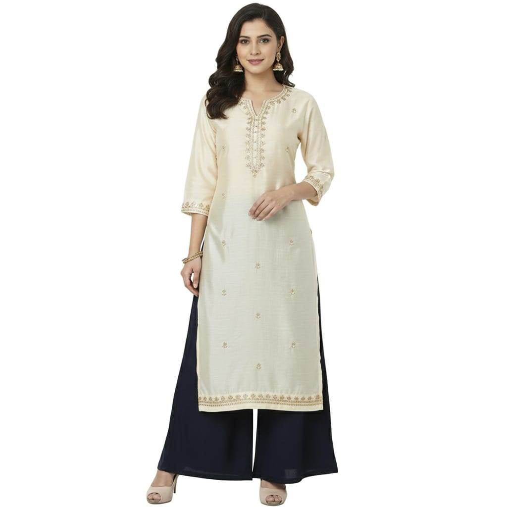 Women's Plain Rayon Palazzo navy-blue
