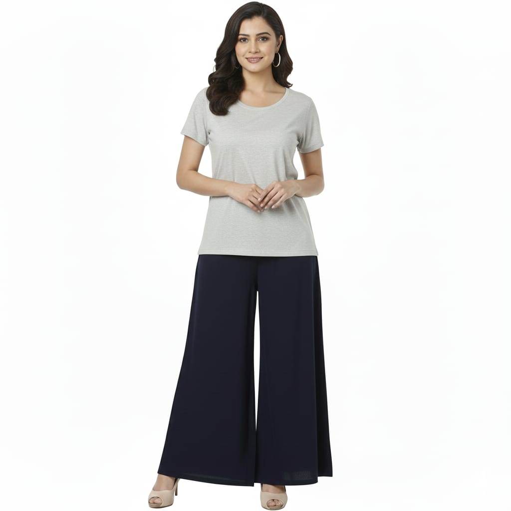 Women's Plain Rayon Palazzo navy-blue