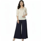 Women's Plain Rayon Palazzo navy-blue