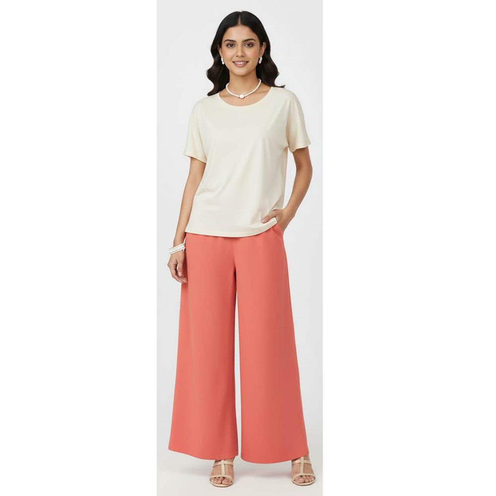 Women's Plain Rayon Palazzo peach