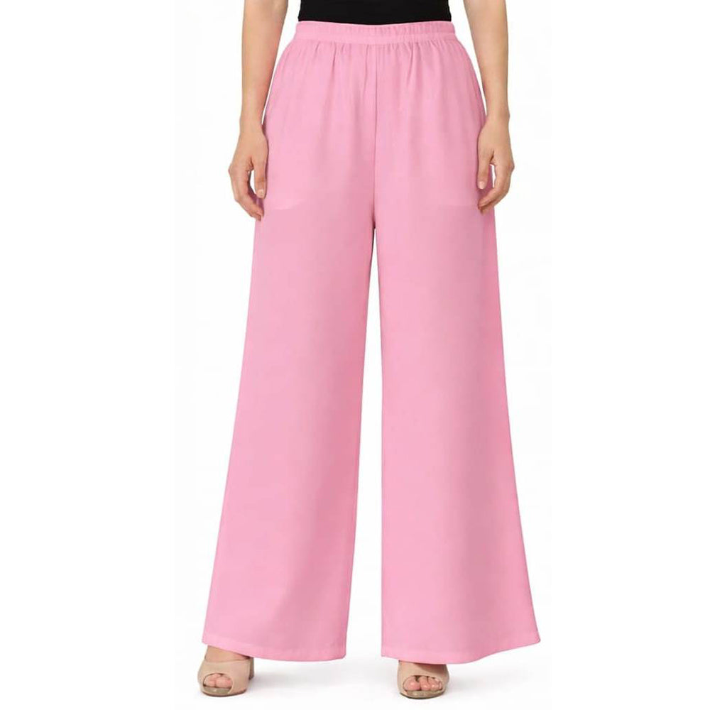 Women's Plain Rayon Palazzo pink
