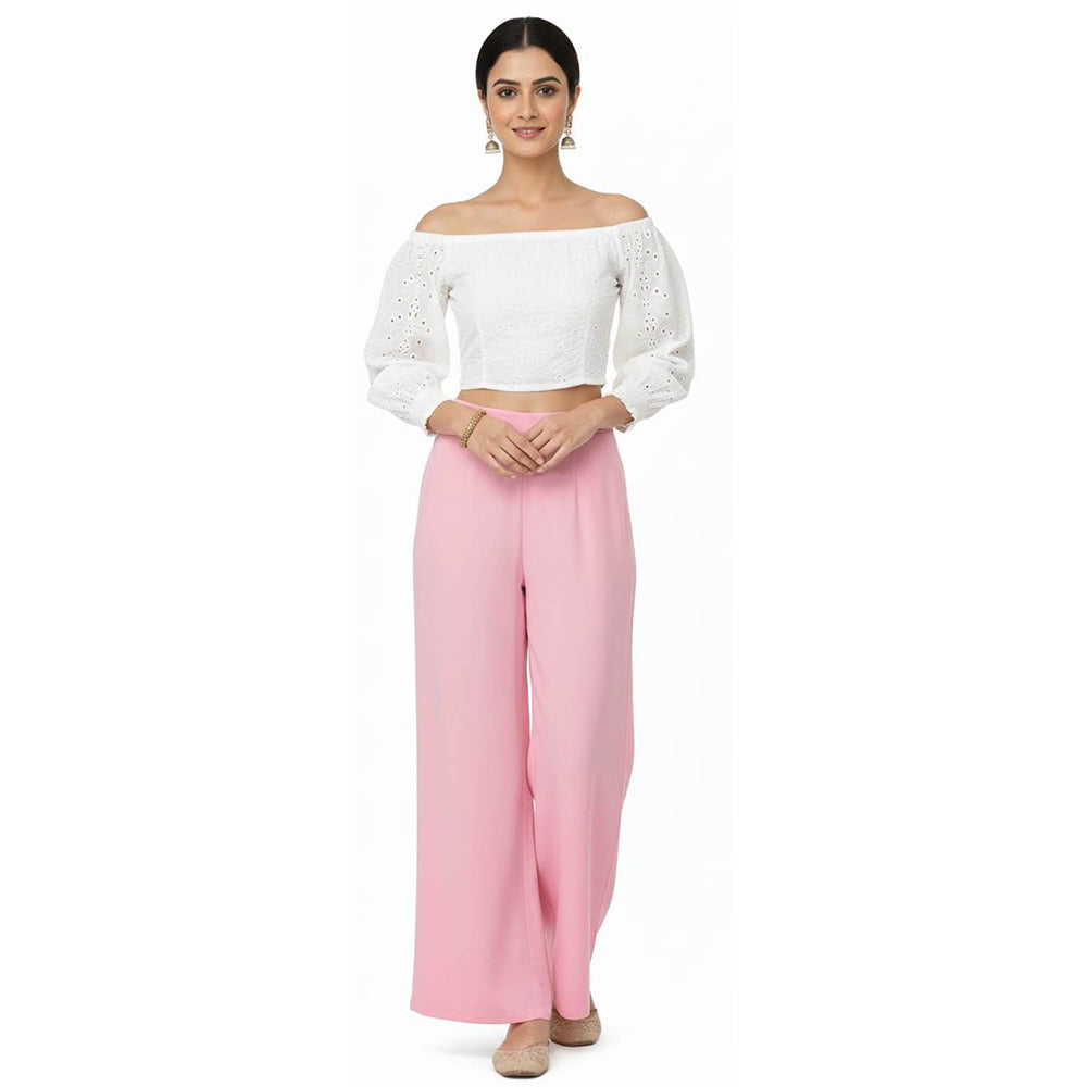 Women's Plain Rayon Palazzo pink