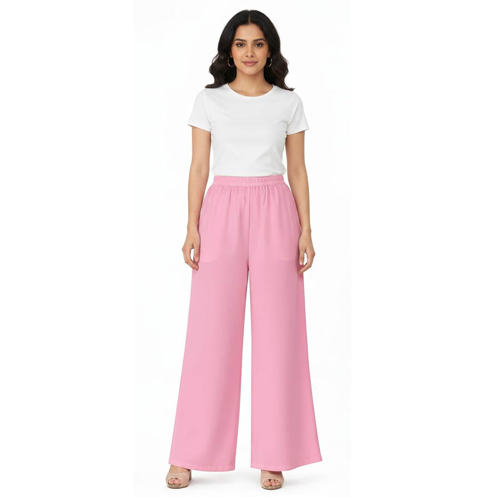 Women's Plain Rayon Palazzo pink