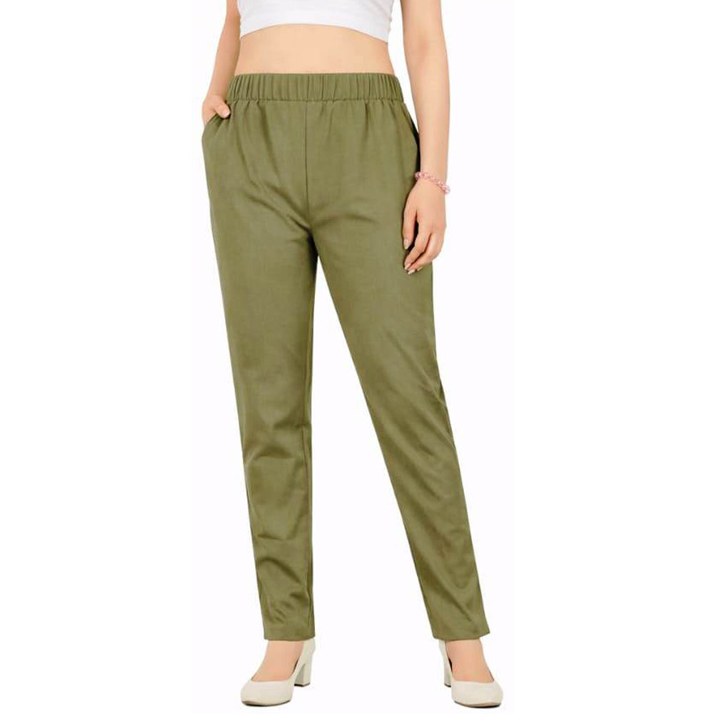 Straight Fit Pants for Women pista-green