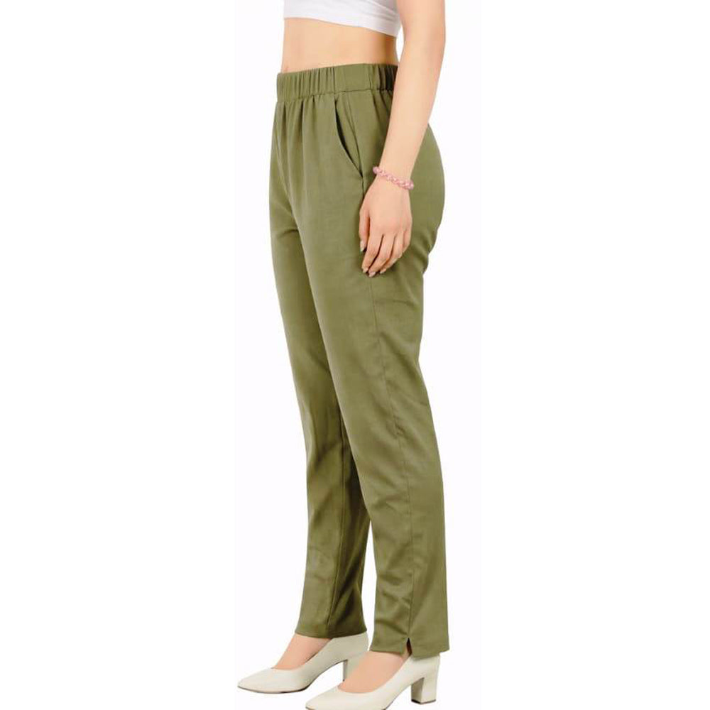 Straight Fit Pants for Women pista-green